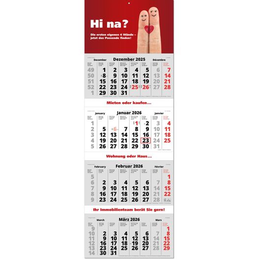 4-Monats-Planer "Quattro" mit deutschem Kalendarium, grau im Format 34 x 98,8 cm (Bild 1)