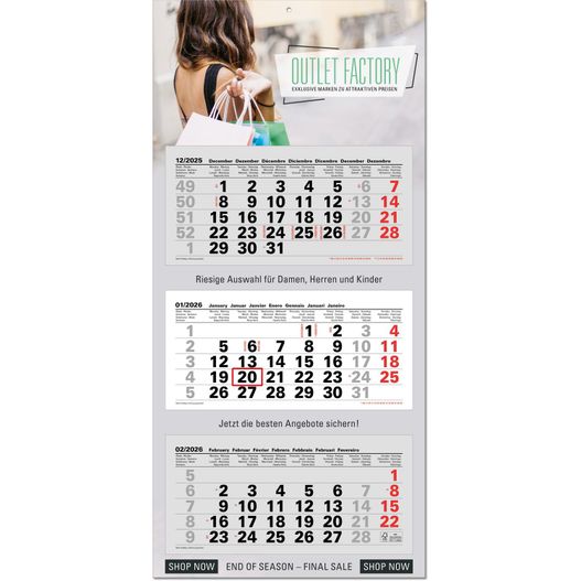 Produktabbildung 3-Monatsplaner "Junior-3" mit europäischem Kalendarium im Format 33 x 70 cm, grau 3-Monatsplaner "Junior-3" mit europäischem Kalendarium im Format 33 x 70 cm, grau (Bild 1)