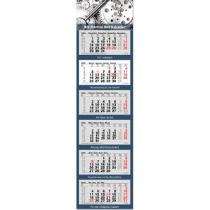 6-Monatsplaner "Junior-6" mit deutsch-mehrsprachigem Kalendarium im Format 33 x 122,5 cm, grau
