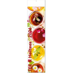 Kalender "Tee & Heiltees" im Format 13 x 53,5 cm, mit Fälzel