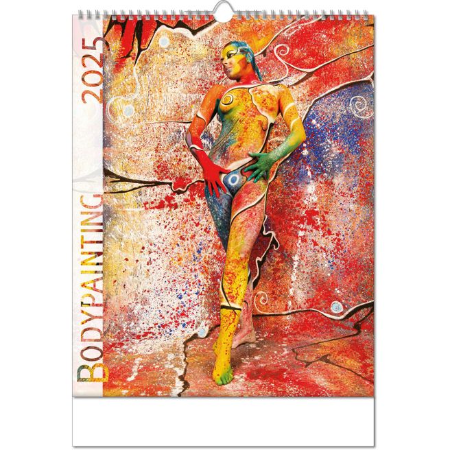 Kalender "Bodypainting" im Format 30,5 x 43,6 cm, mit Wire-O-Bindung und verlängerter Rückwand