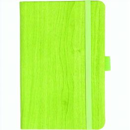 Notizbuch Style Small im Format 9x14cm, Inhalt kariert, Einband Woody in der Farbe Lime