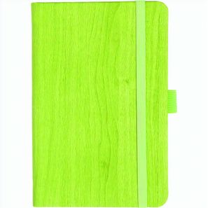 Notizbuch Style Small im Format 9x14cm, Inhalt kariert, Einband Woody in der Farbe Lime