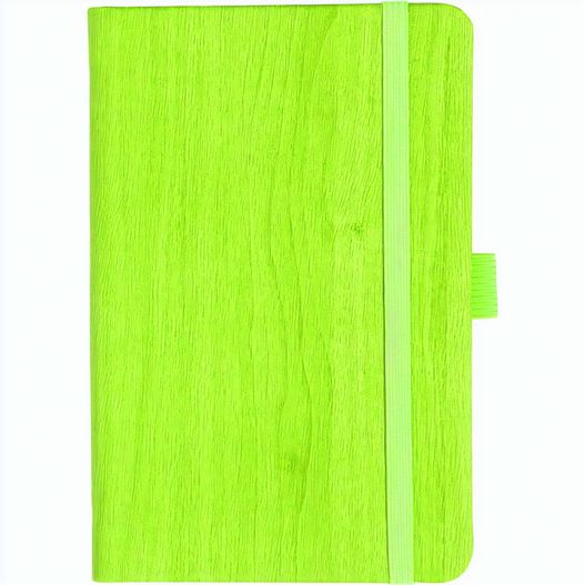 Notizbuch Style Small im Format 9x14cm, Inhalt kariert, Einband Woody in der Farbe Lime (Bild 1)