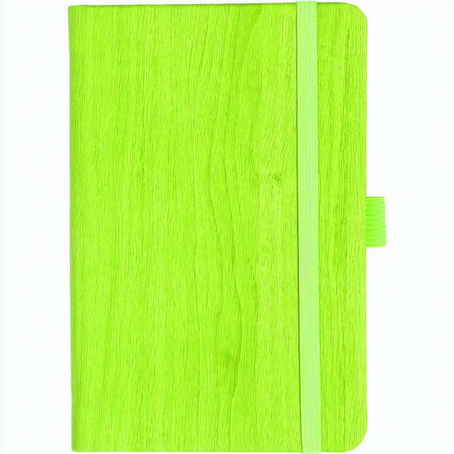 Notizbuch Style Small im Format 9x14cm, Inhalt kariert, Einband Woody in der Farbe Lime