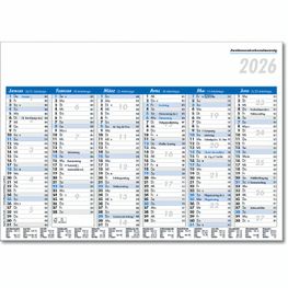 Tafelkalender im Format DIN A5, 21 x 14,8 cm, Kalendarium in blau/schwarz