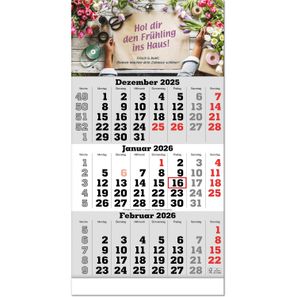 Drei-Monats-Planer "Classic" mit Fußleiste im Format 30 x 58 cm, grau, Datumsweiser umgelegt