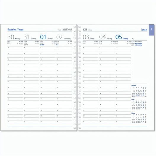 Wochenkalender "Business D Wire" im Format 17,2 x 24 cm, deutsches Kalendarium Grau/Blau, 144 Seiten, Wire-O-Bindung, mit Eckenperforation, Deckelpaar Fashion burgund (Bild 1)