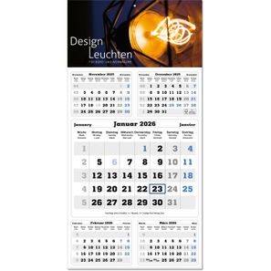 Fünf-Monats-Planer "Classic times 5" im Format 30 x 60 cm, grau/blau, Datumsweiser blau umgelegt