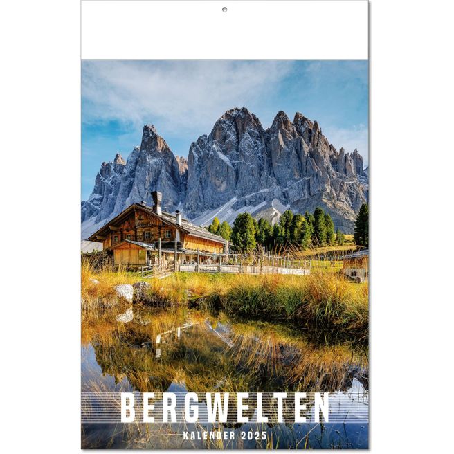 Kalender "Bergwelten" im Format 24 x 37,5 cm, mit Fälzel