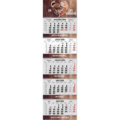Produktabbildung Fünf-Monats-Planer "Fold-5" mit deutsch-mehrsprachigem Kalendarium, dreifacher Wire-O Bindung und Fußleiste, im Format 34 x 119,7 cm, grau, Datumsweiser umgelegt Fünf-Monats-Planer "Fold-5" mit deutsch-mehrsprachigem Kalendarium, dreifacher Wire-O Bindung und Fußleiste, im Format 34 x 119,7 cm, grau, Datumsweiser umgelegt