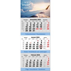 3-Monats-Planer "Spezial" mit deutschem Kalendarium im Format 34 x 81,6 cm, grau