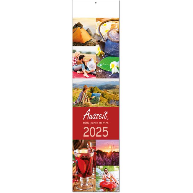 Kalender "Auszeit" im Format 13 x 53,5 cm, mit Fälzel