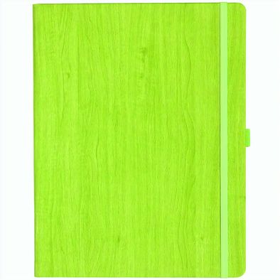 Notizbuch Style Large im Format 19x25cm, Inhalt kariert, Einband Woody in der Farbe Lime