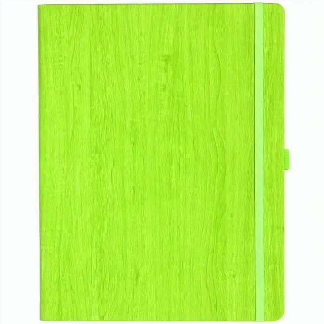 Notizbuch Style Large im Format 19x25cm, Inhalt kariert, Einband Woody in der Farbe Lime