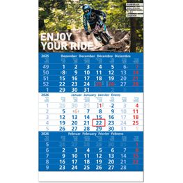 Drei-Monats-Planer "Hit" mit Fußleiste im Format 30 x 52 cm, blau PT 286, Datumsweiser