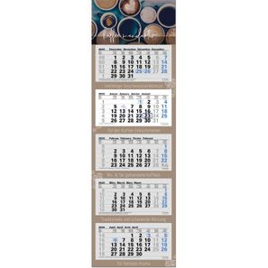 5-Monatsplaner "Ocean-5" mit deutsch-mehrsprachigem Kalendarium im Format 33 x 105 cm, grau/blau