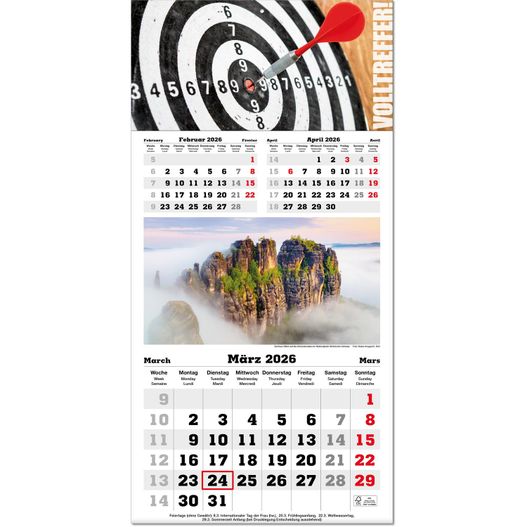 Produktabbildung Drei-Monats-Kalender "Classic Bildplaner" im Format 30 x 60 cm, Datumsweiser umgelegt Drei-Monats-Kalender "Classic Bildplaner" im Format 30 x 60 cm, Datumsweiser umgelegt (Bild 1)