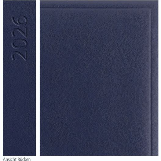 Buchkalender "Basic Chefkalender" im Format 14,5 x 20,5 cm, deutsches Kalendarium Grau mit Leseband, 320 Seiten Fadenheftung, Eckenperforation, Einband Balacron dunkelblau (Bild 1)