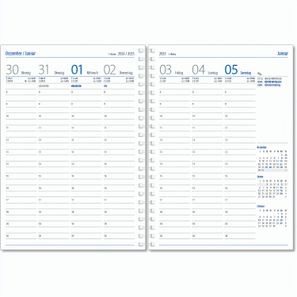 Wochenkalender "Klassik D Wire" im Format 14,5 x 20,5 cm, deutsches Kalendarium Grau/Blau, 144 Seiten, Wire-O-Bindung, mit Eckenperforation, Deckelpaar Fashion hellgrau