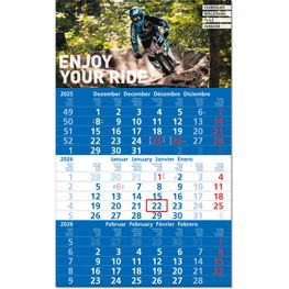 Drei-Monats-Planer "Hit" im Format 30 x 49 cm, blau PT 286, Datumsweiser umgelegt