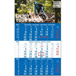 Drei-Monats-Planer "Hit" im Format 30 x 49 cm, blau PT 286, Datumsweiser umgelegt