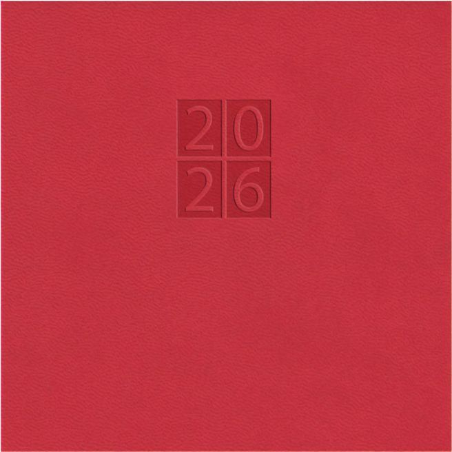 Wochenkalender "Klassik D Wire" im Format 14,5 x 20,5 cm, deutsches Kalendarium Grau/Blau, 144 Seiten, Wire-O-Bindung, mit Eckenperforation, Deckelpaar Slinky rot