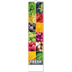 Kalender "Fresh" im Format 11 x 51 cm, mit Wire-O-Bindung und verlängerter Rückwand