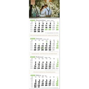 4-Monats-Kalender "Green4" mit deutsch-mehrsprachigem Kalendarium im Format 34 x 98,8 cm