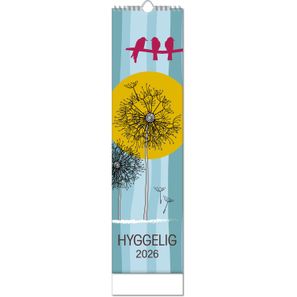 Kalender "Hyygelig" im Format 13 x 52,5 cm, mit Wire-O Bindung und verlängerter Rückwand