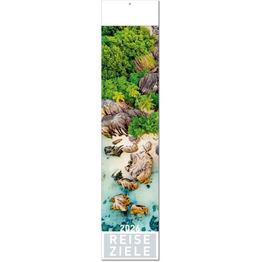 Produktabbildung Kalender "Reiseziele" im Format 11 x 50 cm, mit Fälzel Kalender "Reiseziele" im Format 11 x 50 cm, mit Fälzel (Bild 1)