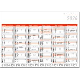 Produktabbildung Tafelkalender im Format DIN A4, 29,7 x 21 cm, Kalendarium in rot/schwarz Tafelkalender im Format DIN A4, 29,7 x 21 cm, Kalendarium in rot/schwarz
