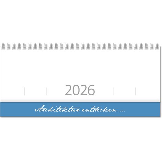 Produktabbildung Schreibtischquerkalender "Top D" mit überstehender Kartonrückwand im Format 30,5 x 13,5 cm Schreibtischquerkalender "Top D" mit überstehender Kartonrückwand im Format 30,5 x 13,5 cm (Bild 1)