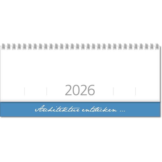 Produktabbildung Schreibtischquerkalender "Top D" mit überstehender Kartonrückwand im Format 30,5 x 13,5 cm Schreibtischquerkalender "Top D" mit überstehender Kartonrückwand im Format 30,5 x 13,5 cm