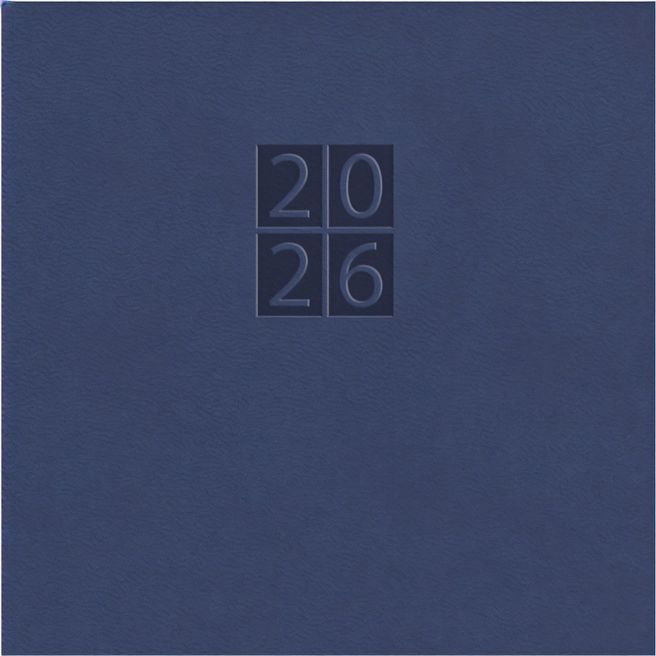 Taschenkalender "Klassik" im Format 8,7 x 15,3 cm, deutsches Kalendarium Grau/Blau mit Leseband, 128 Seiten Fadenheftung, Einband Slinky mittelblau