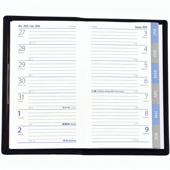 Produktabbildung Taschenplaner "Exquisit Register" im Format 9,5 x 16 cm, deutsches Kalendarium Grau/Blau mit Registerstanzung, 64 Seiten gebunden + 16 Seiten Adressheft Register, eingesteckt in PVC-Hülle schwarz Taschenplaner "Exquisit Register" im Format 9,5 x 16 cm, deutsches Kalendarium Grau/Blau mit Registerstanzung, 64 Seiten gebunden + 16 Seiten Adressheft Register, eingesteckt in PVC-Hülle schwarz