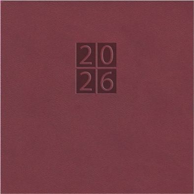 Taschenkalender "Taschenbuch Woche" im Format 10,5 x 14,8 cm, deutsches Kalendarium Grau/Blau mit Leseband, 144 Seiten Fadenheftung, Einband Slinky bordeaux