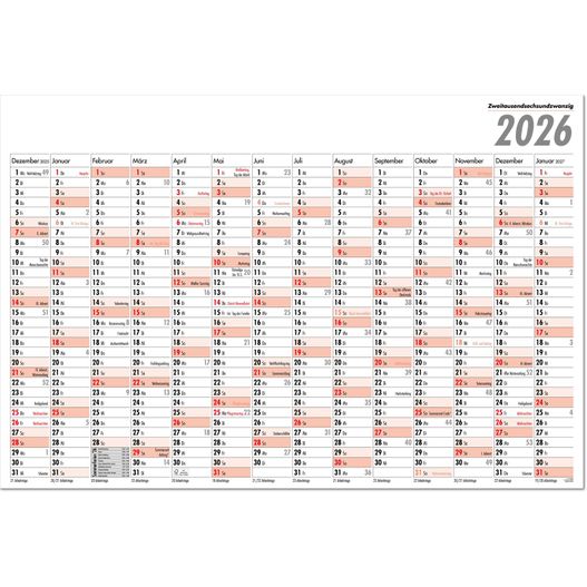 Plakatplaner mit deutschem Kalendarium, schwarz/rot, im Format 101,5 x 68,5 cm (Bild 1)