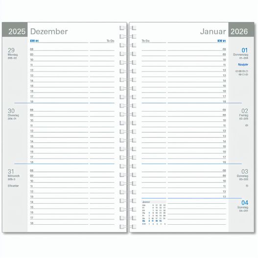 Taschentimer "Luxus" im Format 10,5 x 16,5 cm, deutsche Version, 128 Seiten, Wire-O-Bindung, Kartoneinband, PP-Einband schwarz (Bild 1)