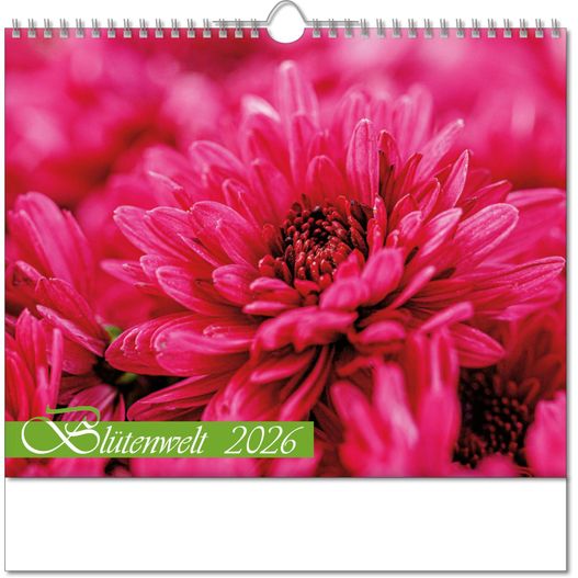Produktabbildung Kalender "Blütenwelt" im Format 30 x 29 cm, mit Wire-O-Bindung und verlängerter Rückwand Kalender "Blütenwelt" im Format 30 x 29 cm, mit Wire-O-Bindung und verlängerter Rückwand (Bild 1)