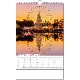 Kalender "Reiseziele" im Format 24 x 38,5 cm, mit Wire-O Bindung und verlängerter Rückwand