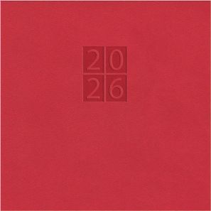 Taschenkalender "Horizontal" im Format 17 x 8 cm, deutsches Kalendarium Grau/Blau, 144 Seiten, Wire-O-Bindung, Eckenperforation, Deckelpaar Slinky rot