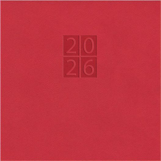 Taschenkalender "Horizontal" im Format 17 x 8 cm, deutsches Kalendarium Grau/Blau, 144 Seiten, Wire-O-Bindung, Eckenperforation, Deckelpaar Slinky rot (Bild 1)