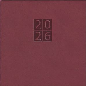 Taschenkalender "Horizontal" im Format 17 x 8 cm, deutsches Kalendarium Grau/Blau, 144 Seiten, Wire-O-Bindung, Eckenperforation, Deckelpaar Slinky bordeaux