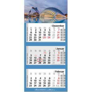 3-Monatskalender "Style-3" mit deutsch-mehrsprachigem Kalendarium im Format 33 x 70 cm