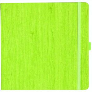 Notizbuch Style Square im Format 17, 5x17, 5cm, Inhalt kariert, Einband Woody in der Farbe Lime