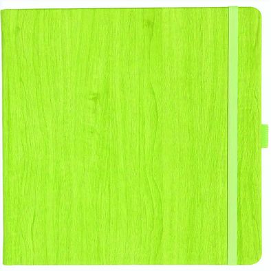 Notizbuch Style Square im Format 17, 5x17, 5cm, Inhalt kariert, Einband Woody in der Farbe Lime