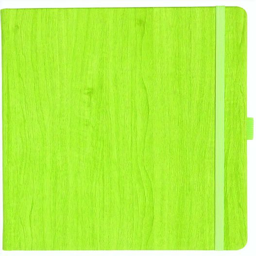 Notizbuch Style Square im Format 17, 5x17, 5cm, Inhalt kariert, Einband Woody in der Farbe Lime (Bild 1)