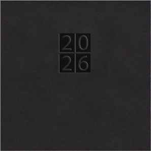 Buchkalender "Daily Chefkalender Register INT" im Format 14,5 x 20,5 cm, Kalendarium 4-sprachig D/F/I/GB Grau/Blau mit 2 Lesebändern und Registerstanzung, 416 Seiten Fadenheftung, Eckenperforation, Einband Slinky schwarz