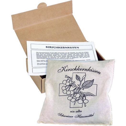 eine box mit einer tasche tee und einem paket tee Kirschkernkissen im Präsentkarton (Bild 1)